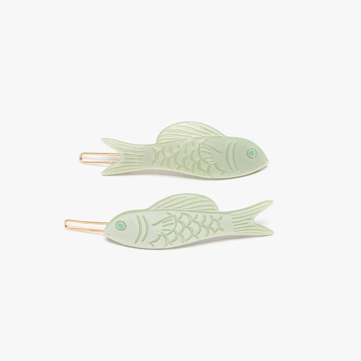 Jade Green Fish Barrette Set hover